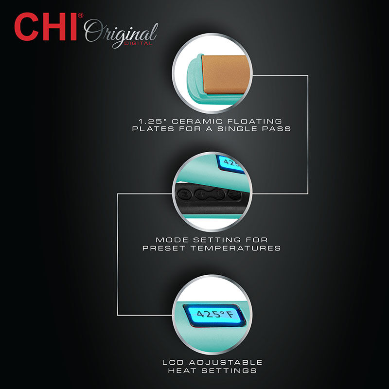CHI 1.25 Inch Original Digital Ceramic Hairstyling Iron - Mint Green