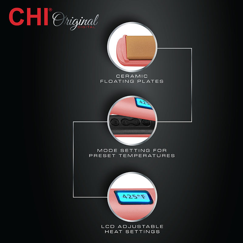 CHI 1.25 Inch Original Digital Ceramic Hairstyling Iron - Rose Gold